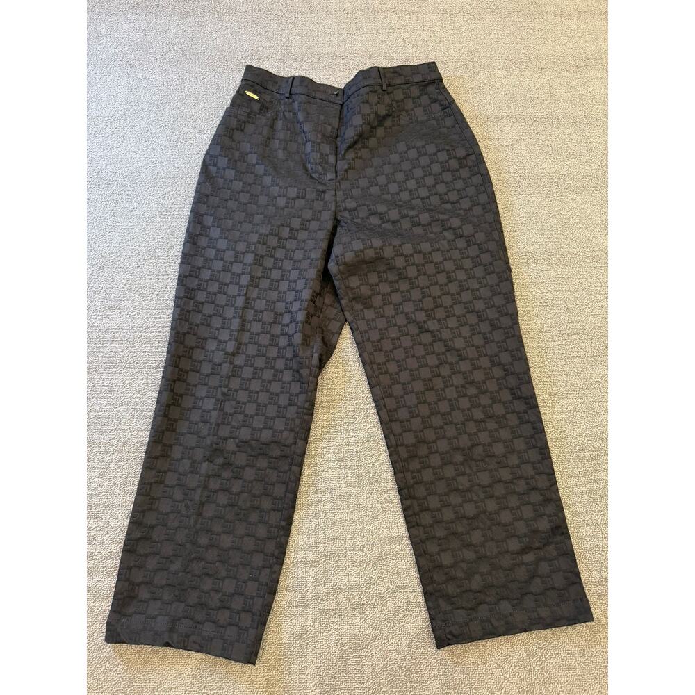 St. John Sport Essentials Women 10 Black SJ‎ Fabric Straight Leg Dress Pants